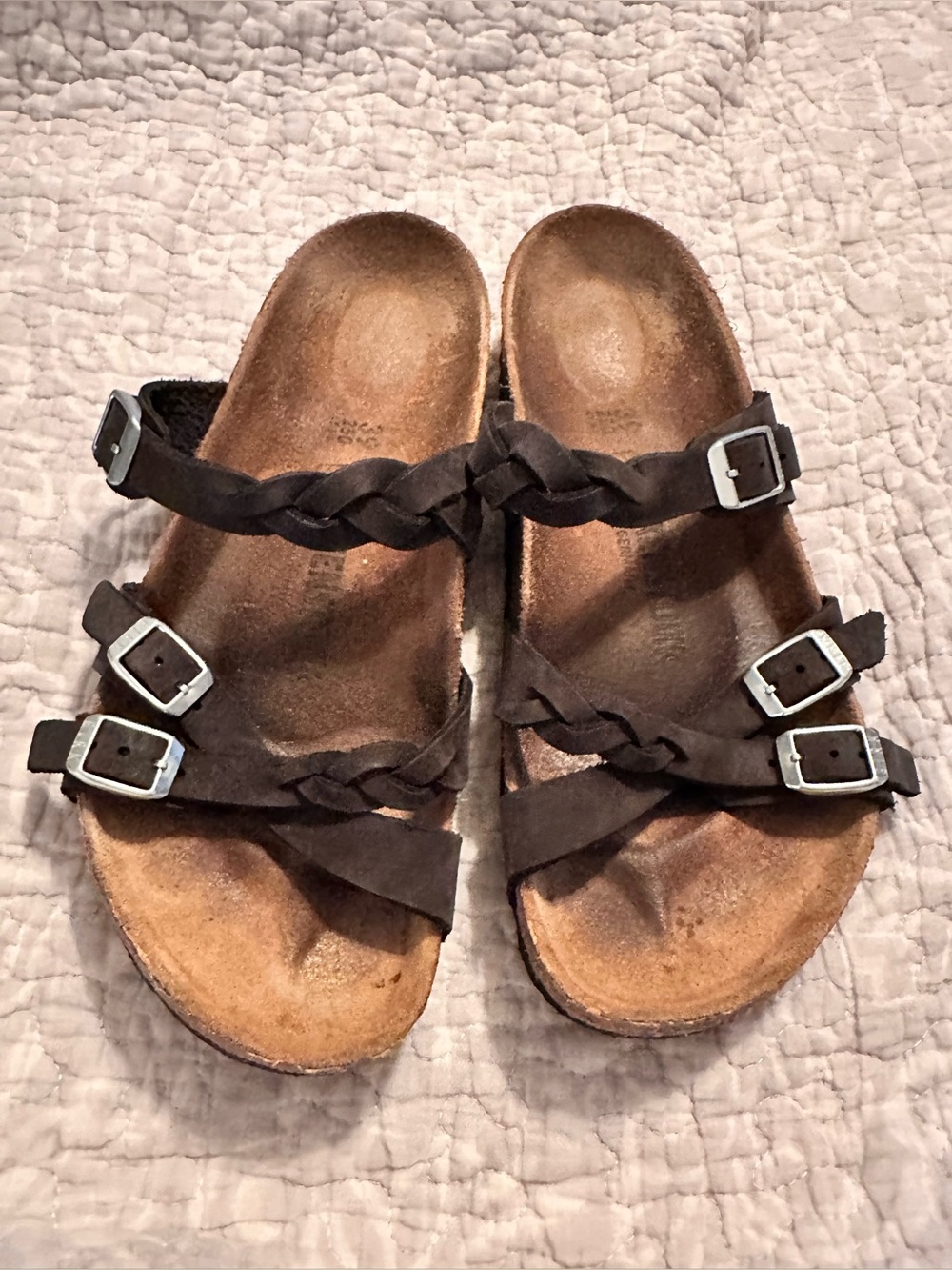 Birkenstock Franca Braided Triple-strap Black Oiled Leather Sandals Women’s 39